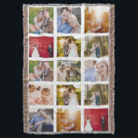 Photo Collage 15 photos White Throw Blanket<br><div class="desc">15 photo layout photo collage throw blanket. Great gift for college bound children! Now available with black or red photo frames.

Photo courtesy of Leeds Wedding Photographer,  John Hope. Visit him at http://www.johnhopephotography.com</div>