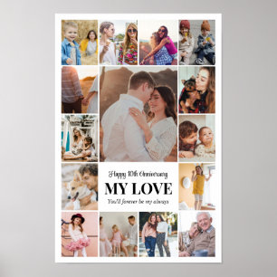 Photo Collage 15 Pictures 12x18 16x24 20x30 White Poster