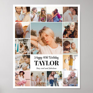 Photo Collage 15 Pictures 8x10 16x20 24x30 White Poster