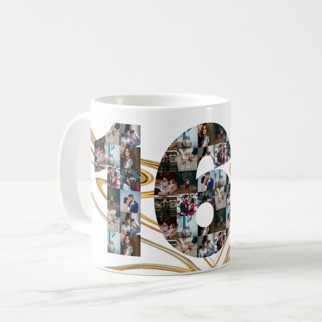 Photo collage 16 year anniversary gifts by year coffee mug (Front Left)