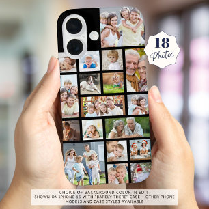 Photo Collage 18 Photos Custom Colour Black iPhone 16 Case