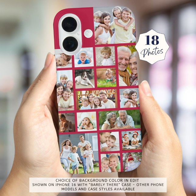 Photo Collage 18 Photos Custom Colour Magenta Case-Mate iPhone Case (Creator Uploaded)