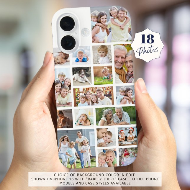 Photo Collage 18 Photos Custom Colour White Case-Mate iPhone Case (Creator Uploaded)