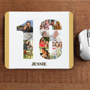 Photo Collage 18th Birthday Number 18 Custom Mouse Mat
