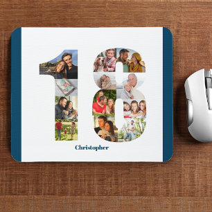 Photo Collage 18th Birthday Number 18 Personalised Mouse Mat