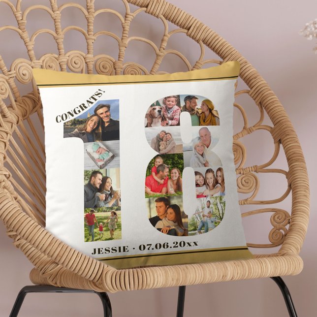 Photo Collage 18th Birthday Personalised Neutral Cushion (Creator Uploaded)