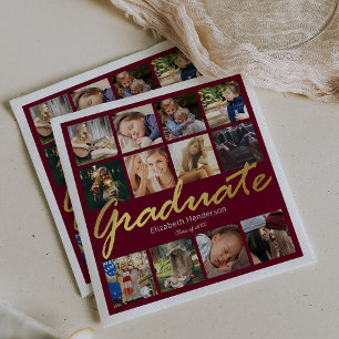 Photo Collage 2025 Graduation Party Napkin
