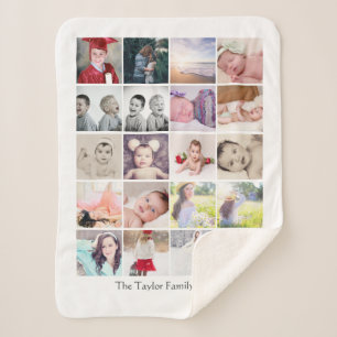 Photo Collage 20 photo One of a Kind Personalised Sherpa Blanket