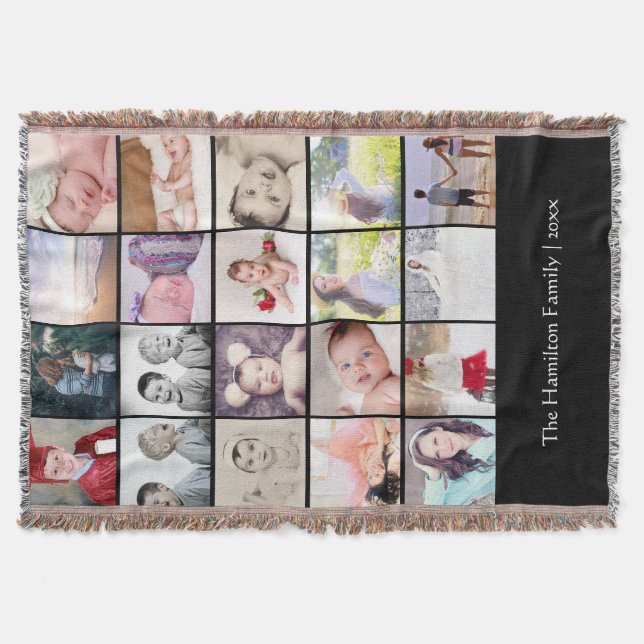 Photo Collage 20 photo Personalised One of a Kind Throw Blanket (Front)