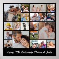 Photo Collage 20 Picture Grid Custom Square Black