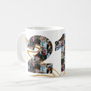 Photo collage 21 year anniversary gifts by year coffee mug