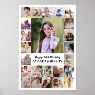 Photo Collage 24 Pictures 12x18 16x24 20x30 White Poster