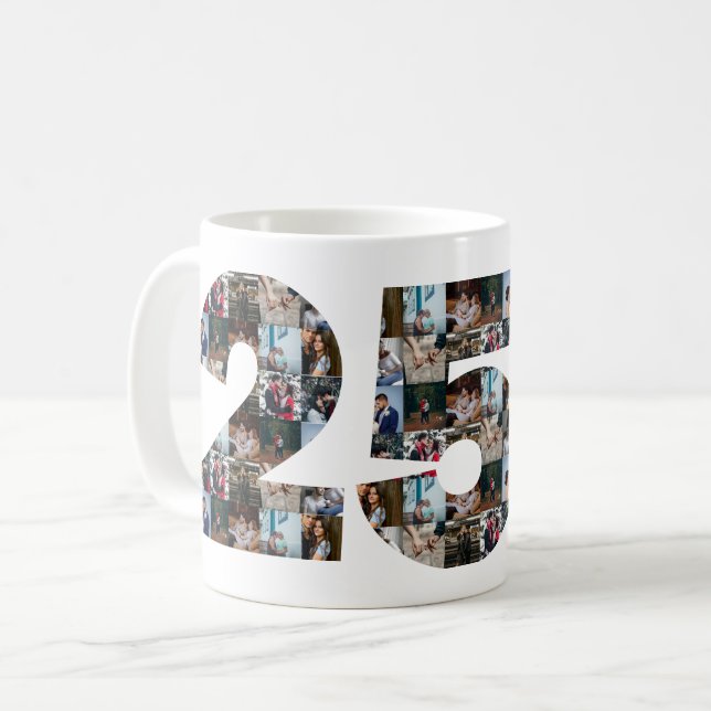 Photo collage 25th anniversary gifts by year coffee mug (Front Left)