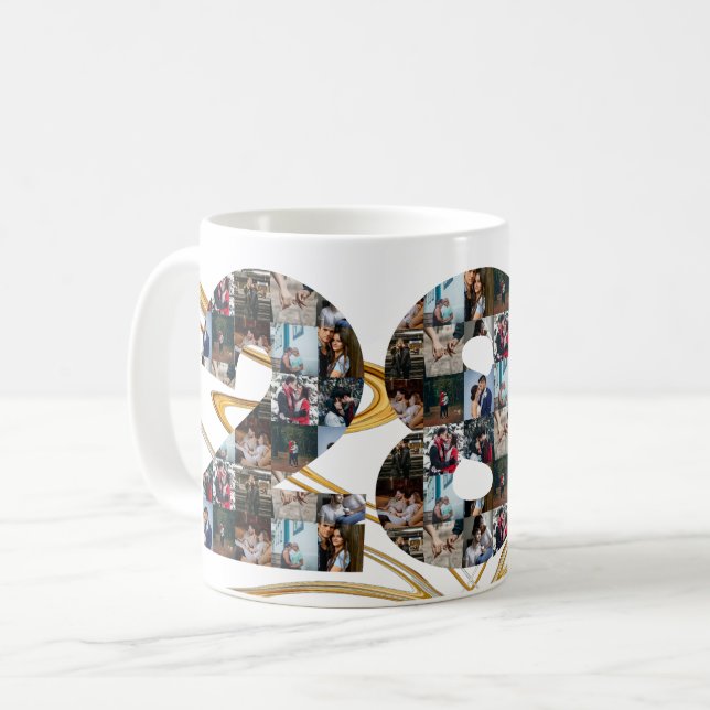Photo collage 28 year anniversary gifts by year coffee mug (Front Left)