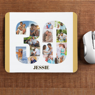 Photo Collage 30th Birthday Number 30 Custom Mouse Mat