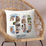 Photo Collage 30th Birthday Personalised Keepsake Cushion<br><div class="desc">Personalised 30th Birthday Gift. This custom decorative pillow has a neat photo collage shaped into a number 30 with ocean blue typography. The wording reads "The Big Three - 0!" along with your custom name and birth date (all of which you can edit or leave blank). The template is set...</div>