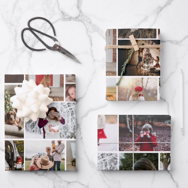 Photo Collage 3 Different Wrapping Paper Sheets (Front)