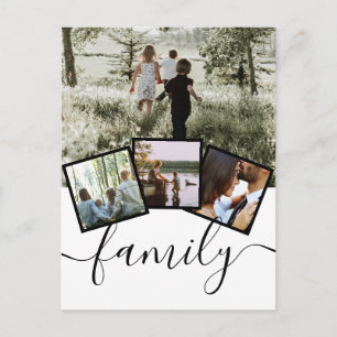 Photo Collage 3 Photo Family Typography Custom Postcard