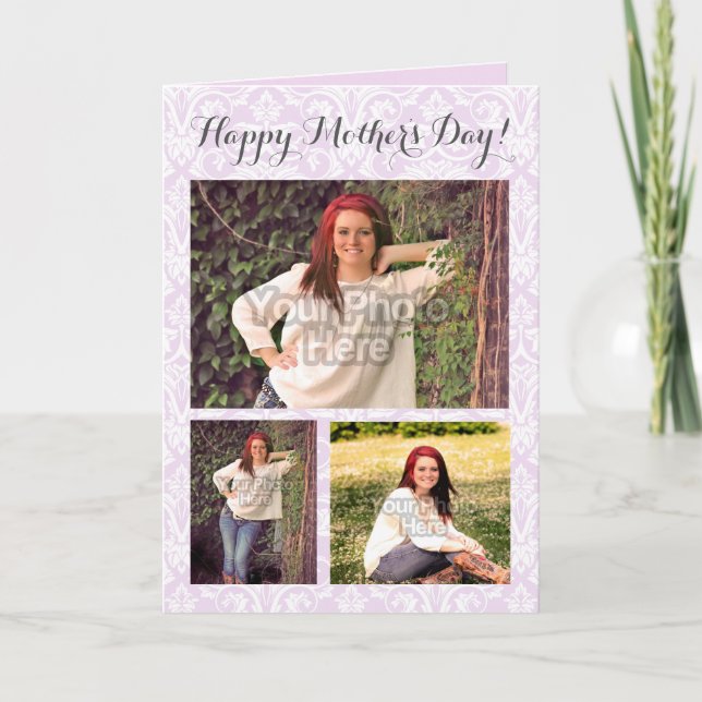 Photo Collage 3 Picture Mother's Day Personalised Card (Front)