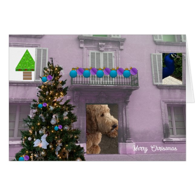 Photo Collage 3 Windows Merry Christmas Card (Front Horizontal)