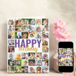 Photo Collage 40 Picture Personalised Birthday Card<br><div class="desc">Big Birthday Card with personalised message and photo collage. The design is lettered in oversized typography and brush script. You can also personalise the message on the inside. Upload your pictures (working in rows from left to right, top to bottom) and these will be displayed in square / instagram format...</div>