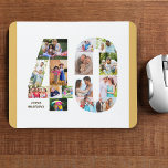 Photo Collage 40th Birthday Number 40 Custom Mouse Mat<br><div class="desc">Create your own personalised mouse pad for a unique 40th birthday gift. The number 40 photo collage is on a white background with neutral beige sand / muted yellow borders and bronze modern typography. The design includes up to 15 different photographs - in different shapes and sizes - to give...</div>