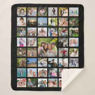 Photo Collage 45 Images on Black Memory Sherpa Blanket