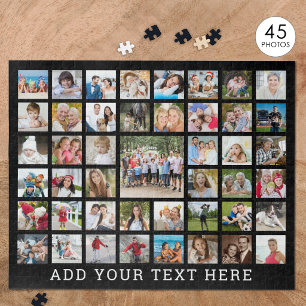 Photo Collage 45 Photos Personalised Black Jigsaw Puzzle