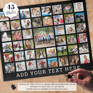 Photo Collage 45 Photos Personalised Black Jigsaw Puzzle
