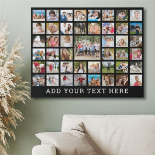Photo Collage 45 Photos Personalised Custom Colour Faux Canvas Print