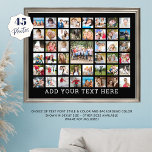 Photo Collage 45 Photos Personalized Black<br><div class="desc">Create your own photo collage photo print with this easy-to-upload template for 45 pictures to make a keepsake gift personalized with your text, title or message to commemorate a special occasion or for a display of a compilation of favorite photo memories. CHANGES: Select a different background color or change the...</div>