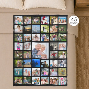 Photo Collage 45 Pics Editable Colour Personalised Fleece Blanket