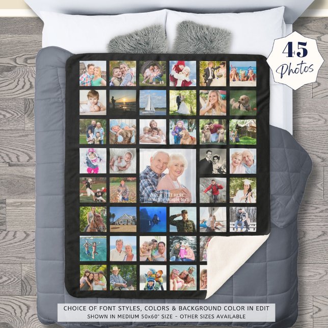 Photo Collage 45 Pics Your Colour Personalised Sherpa Blanket (Creator Uploaded)