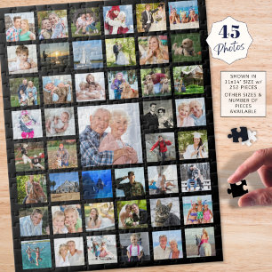 Photo Collage 45 Pictures Black Jigsaw Puzzle