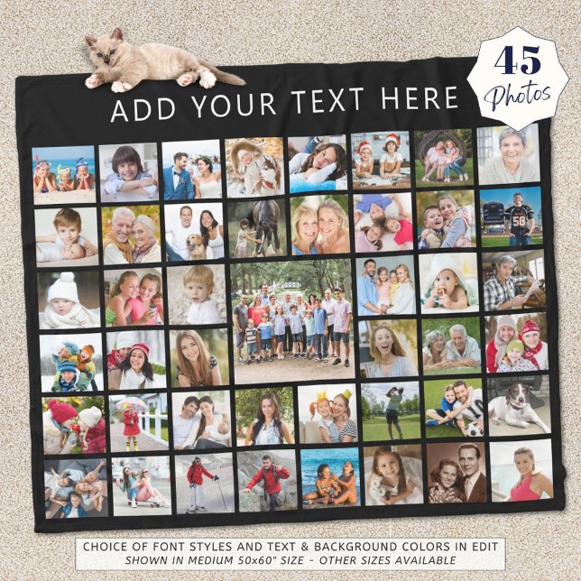 Photo Collage 45 Square Photos Personalised Custom Fleece Blanket (Creator Uploaded)