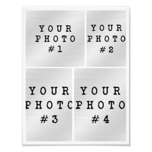 Photo Collage 4 Photo Grid with Text Photo Paper Print