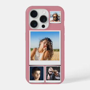 Photo Collage 4 Square Photos Dusty Pink iPhone 15 Pro Case