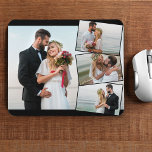 Photo Collage 4 Wedding Picture Montage Mouse Mat<br><div class="desc">Create your own unique wedding photo mousepad. The photo template is set up ready for you to add 4 of your favourite pictures which will automatically display as one main background photo in landscape format, with the remaining 3 photos overlaid in a zigzag montage. The design has narrow black photo...</div>
