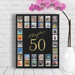Photo Collage 50th Birthday Chapter 50 Family Faux Canvas Print