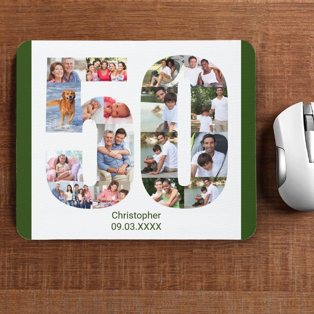 Photo Collage 50th Birthday Number 50 Personalised Mouse Mat (Creator Uploaded)