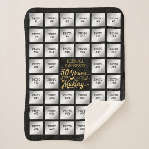 Photo Collage 50th Birthday Personalised Sherpa Blanket