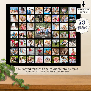 Photo Collage 53 Photos Personalised Custom Colour Poster