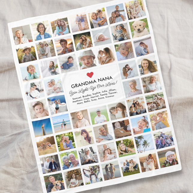 Photo Collage 57 Pictures Easy DYI Custom Gift Fleece Blanket (Creator Uploaded)