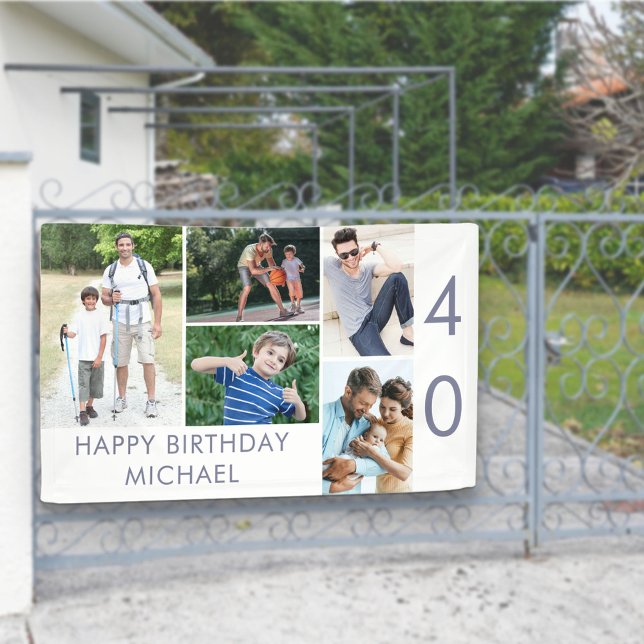 Photo Collage 5 Picture 40th Birthday Banner (Creator Uploaded)