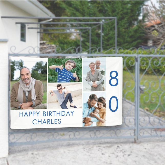 Photo Collage 5 Picture 80th Birthday Banner (Creator Uploaded)