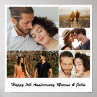 Photo Collage 5 Picture Grid Custom Square White