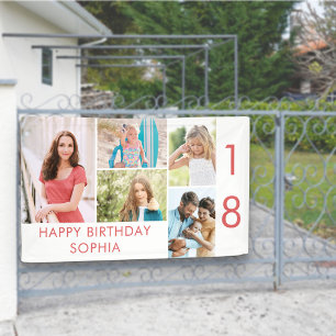 Photo Collage 5 Picture Personalised 18th Birthday Banner