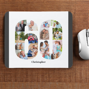 Photo Collage 60th Birthday Number 60 Personalised Mouse Mat