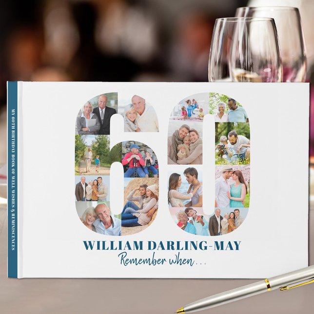Photo Collage 60th Birthday Remember When ... Blue Guest Book (Creator Uploaded)