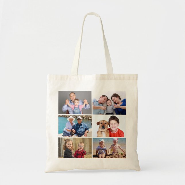Photo Collage, 6 Custom Family Photo Tote Bag (Front)